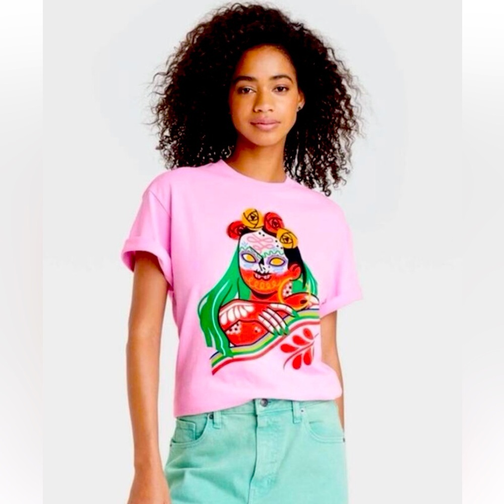 Urban Outfitters Golden Hour Dia Pacheco Short Sleeve Tee Pink Sz XS, S, XXL NWT